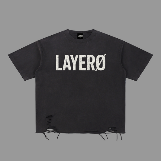 Black Bitcoin t-shirt with 'LAYER0' logo on a white background