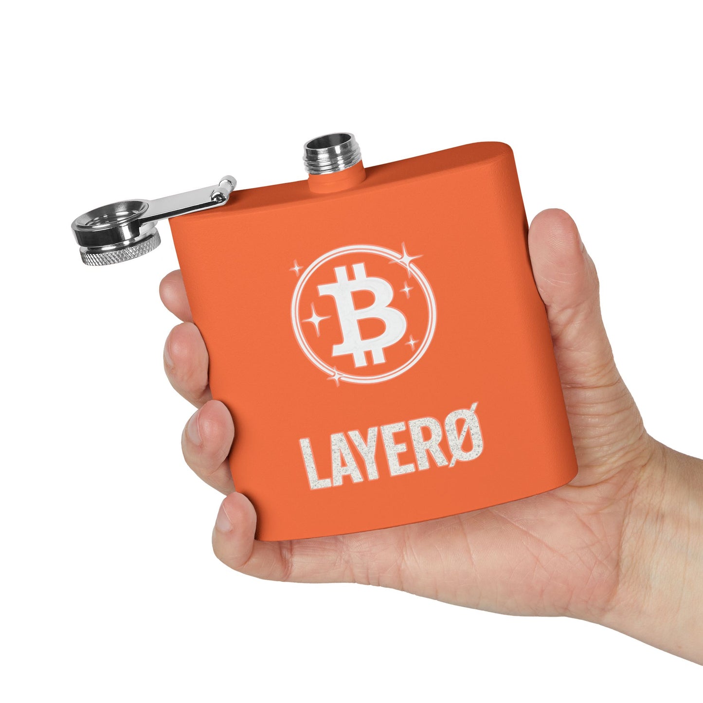 Bitcoin Layer0 Orange 6oz Stainless Steel Flask