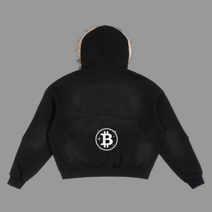 Bitcoin Boxy Detachable Fur Hoodie