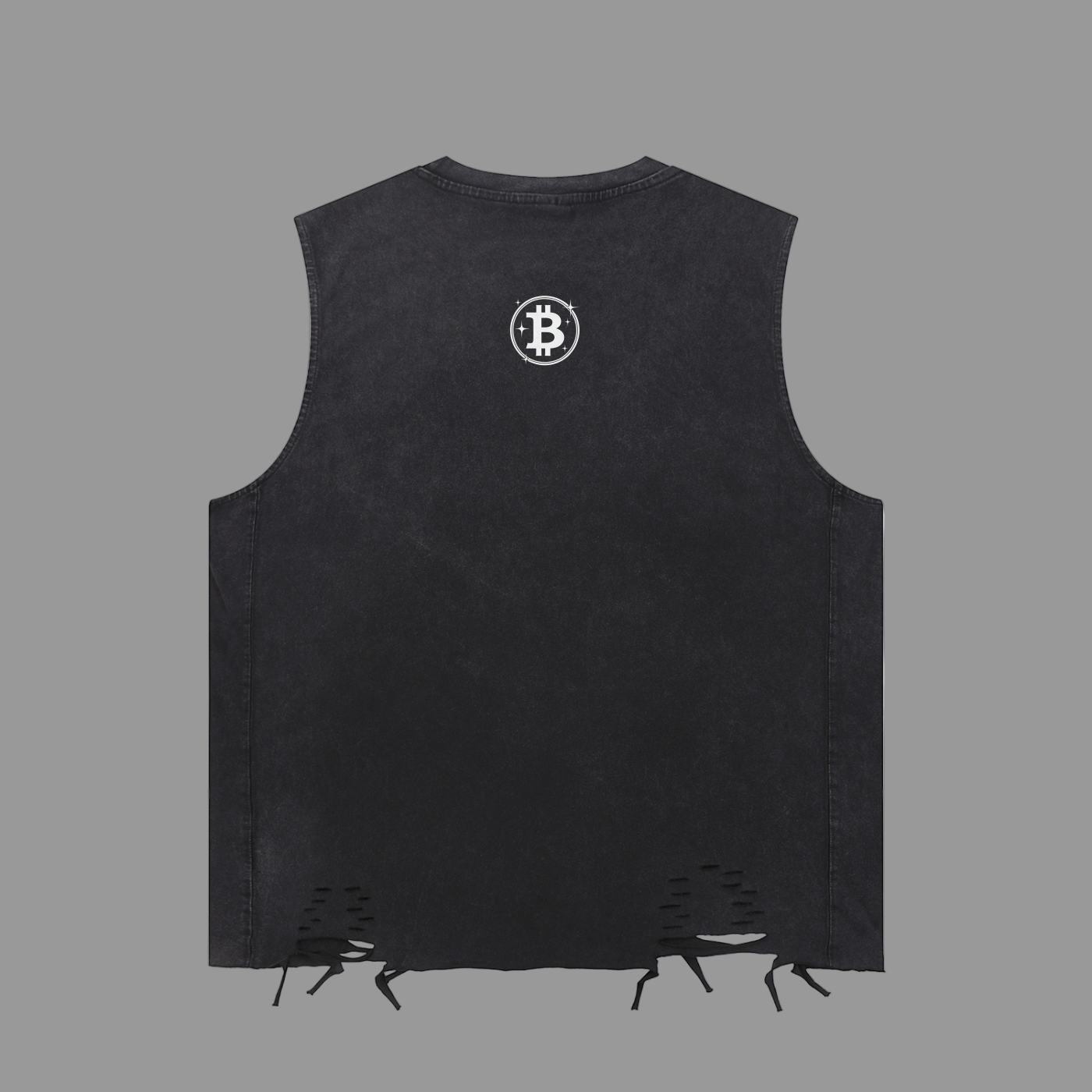 Bitcoin Snow Washed Raw-Hem Tank Top