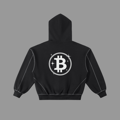 Contrast-Stitched Boxy Fleece Zip Hoodie