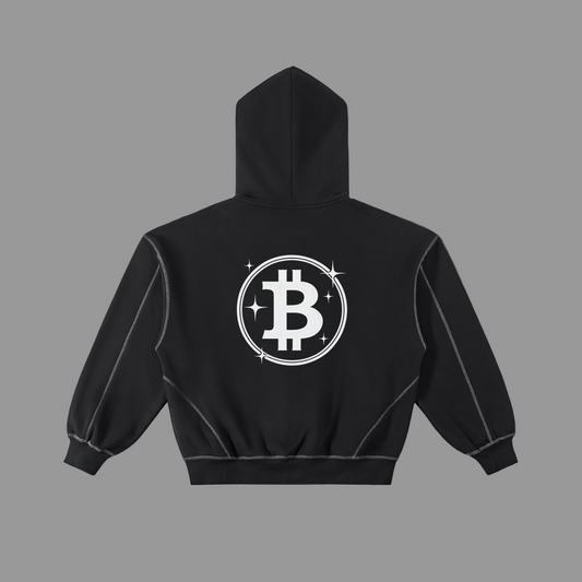 Contrast-Stitched Boxy Fleece Zip Hoodie