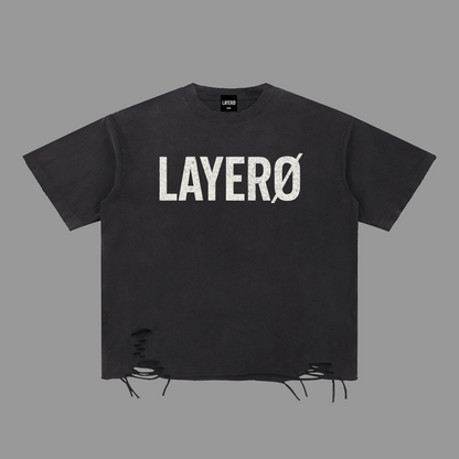 Black Bitcoin t-shirt with 'LAYER0' logo on a white background